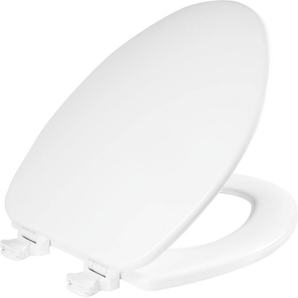Church Elongated Enameled Wood Toilet Seat in White with Easy-Clean&#xae; Hinge