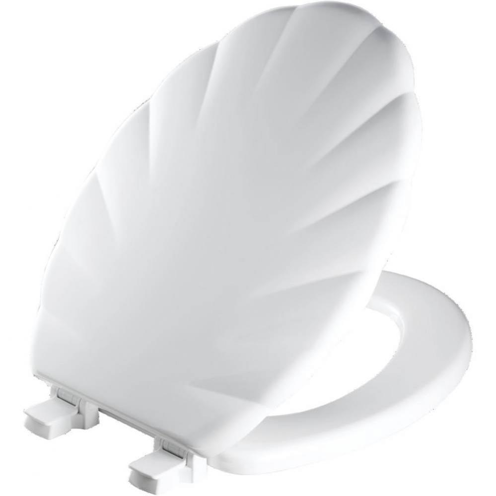 Mayfair Elongated Enameled Wood Shell Design Toilet Seat in White with STA-TITE&#xae; Seat Fasteni