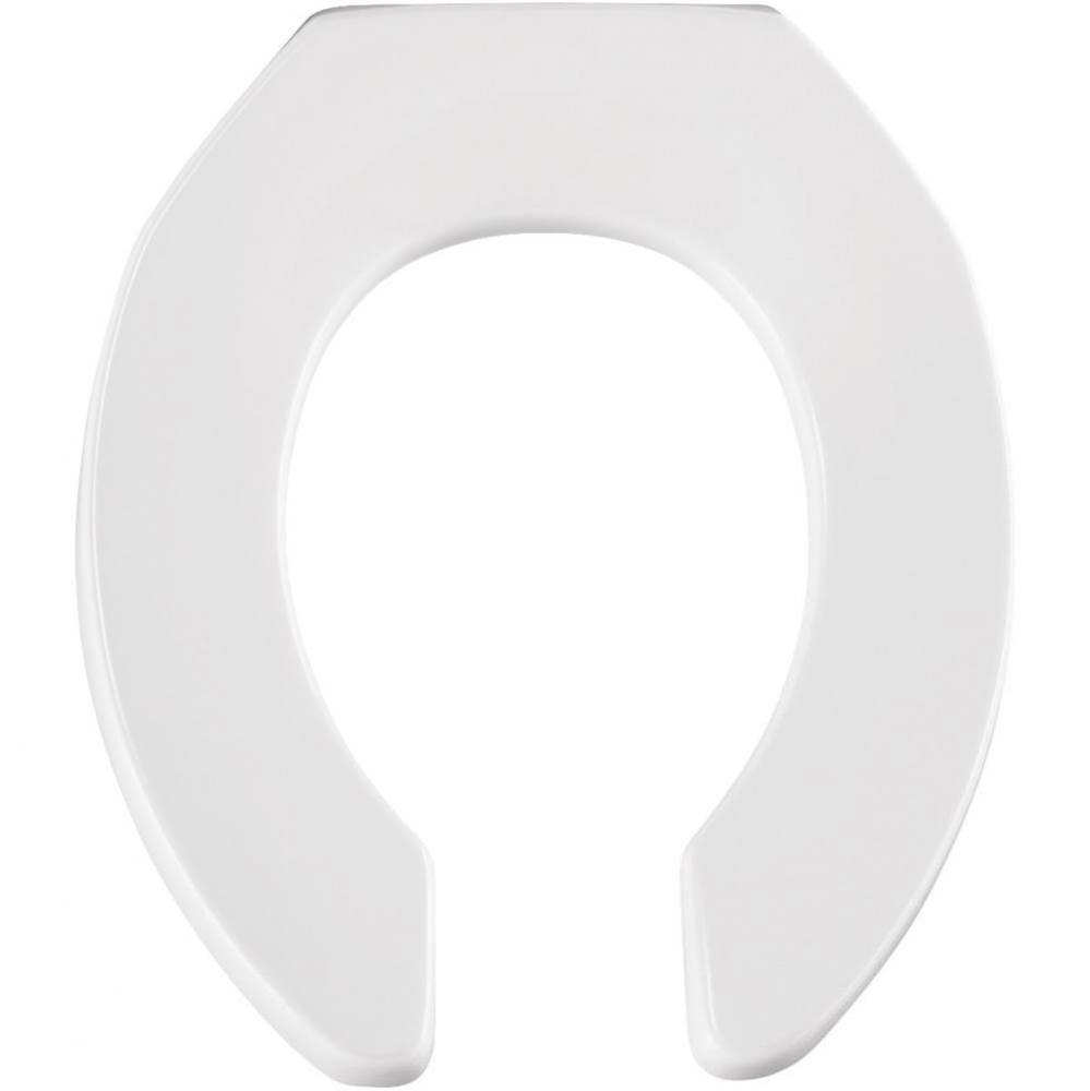 Round Commercial Plastic Open Front Less Cover Toilet Seat with STA-TITE Check Hinge - White