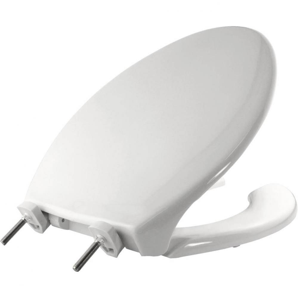Elongated Plastic Open Front With Cover Toilet Seat with STA-TITE Commercial Fastening System and