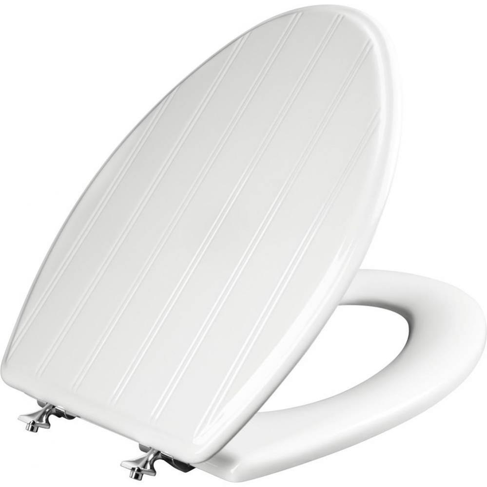 Mayfair Elongated Enameled Wood Cottage Classic™ Design Toilet Seat in White with STA-TITE&#xae;