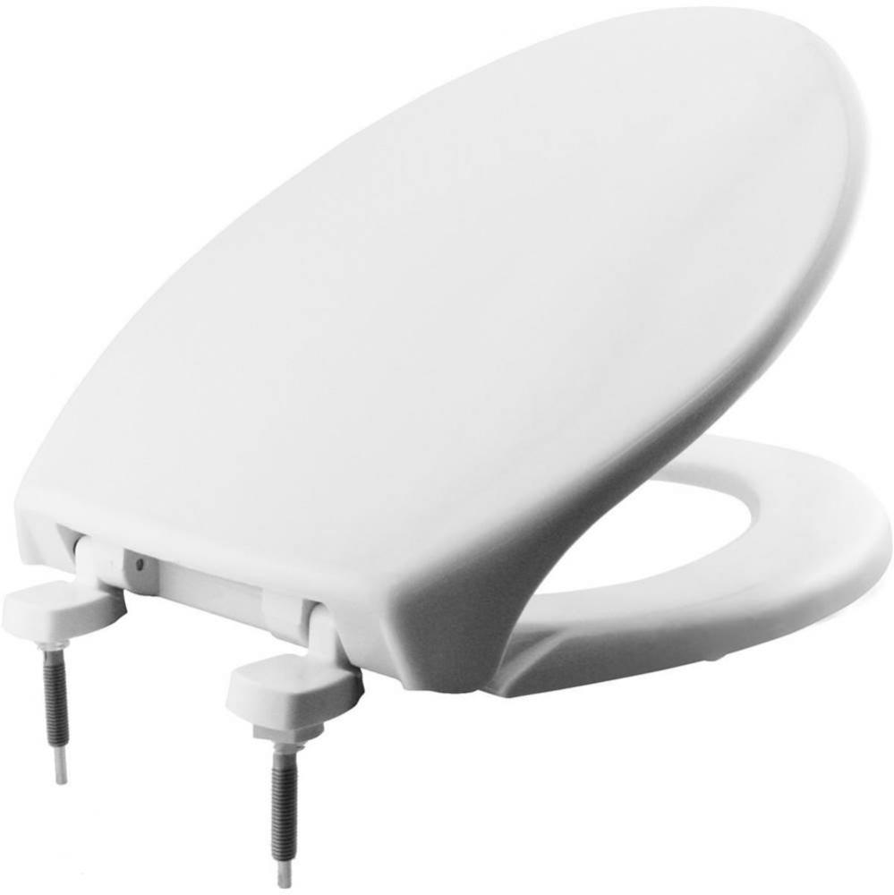 Elongated Plastic Toilet Seat with STA-TITE Commercial Fastening System and DuraGuard - White