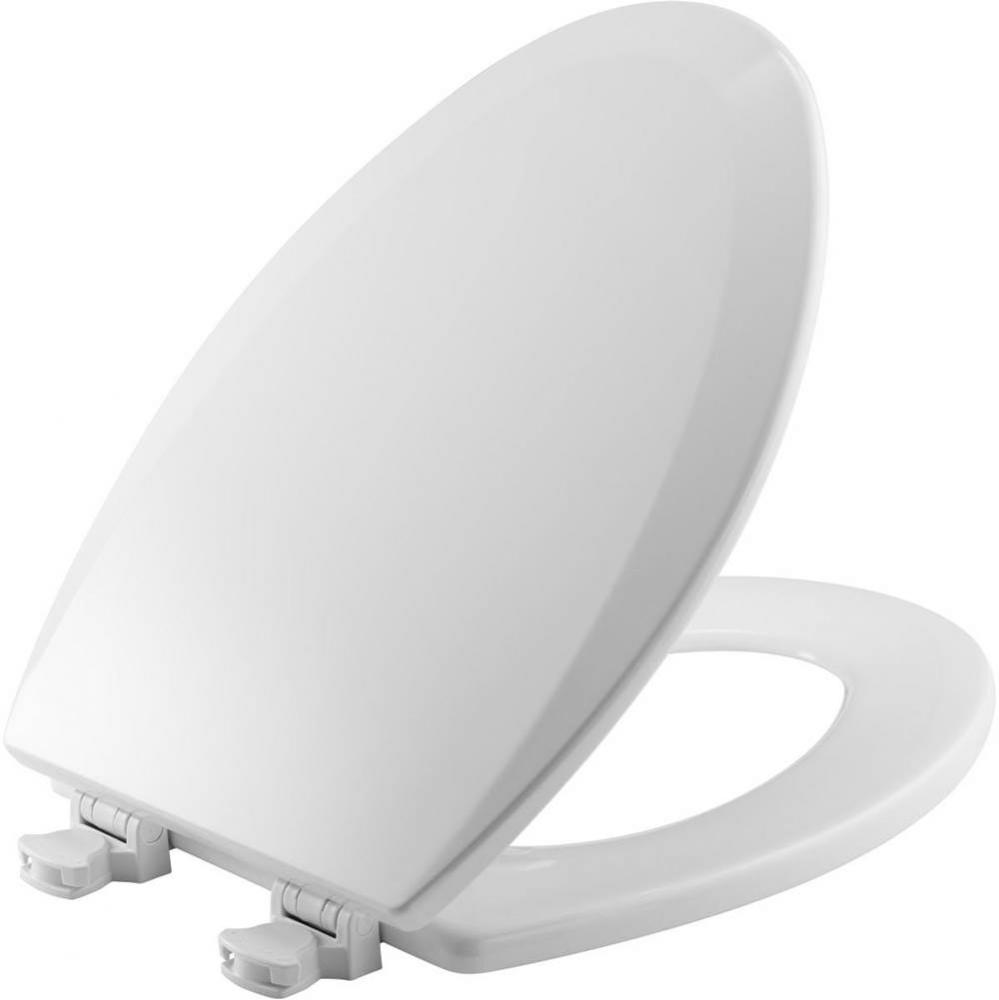 Elongated Molded Wood Toilet Seat with EasyClean &amp; Change Hinge in White