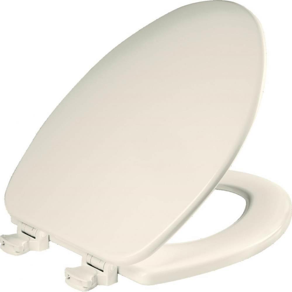 Church Elongated Enameled Wood Toilet Seat in Biscuit with Easy-Clean&#xae; Hinge