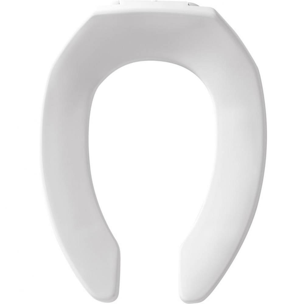 Elongated Commercial Plastic Open Front Less Cover Toilet Seat with STA-TITE Check Hinge - White