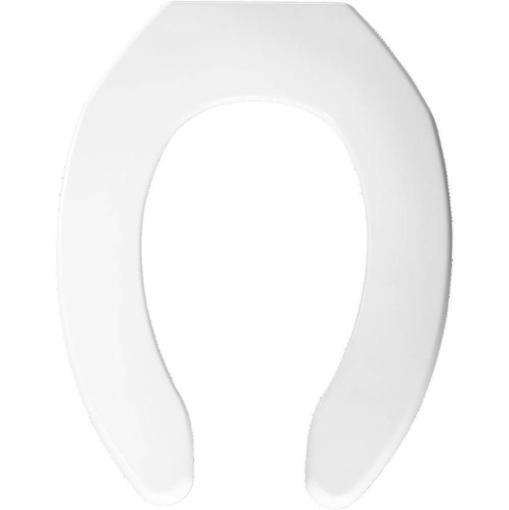 Elongated Commercial Plastic Open Front Less Cover Toilet Seat with Check Hinge - White