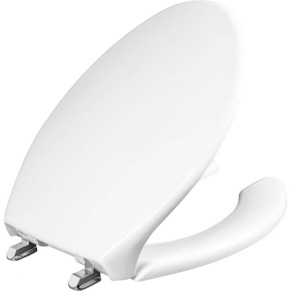 Elongated Commercial Plastic Open Front With Cover Toilet Seat in White with STA-TITE&#xae; Commer