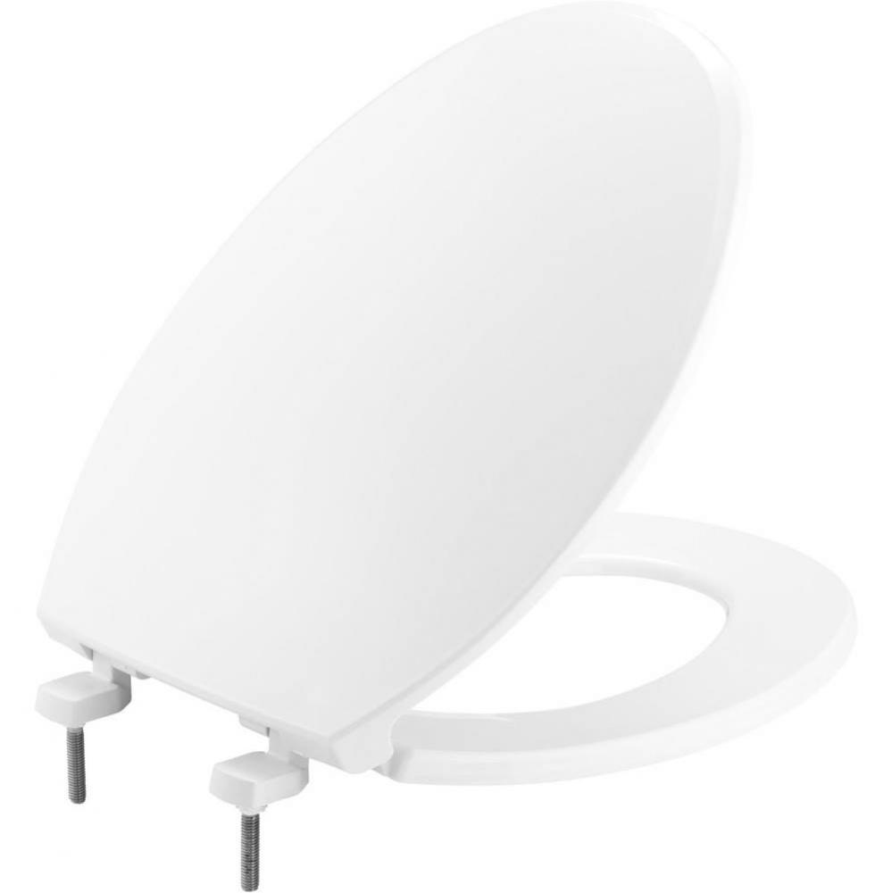 Elongated Plastic Toilet Seat with STA-TITE Commercial Fastening System - White