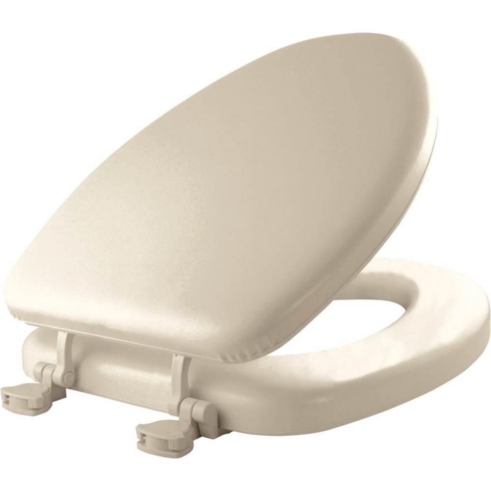 Mayfair Elongated Cushioned Vinyl Soft Toilet Seat in Bone with STA-TITE&#xae; Seat Fastening Syst