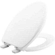 Bemis 7B1200E4CT 000 - Elongated Plastic Toilet Seat White Never Loosens Removes for Cleaning Slow-Close Adjustable with