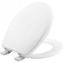 Bemis 7B200E4B 006 - Round Plastic Toilet Seat Bone Never Loosens Removes for Cleaning Slow-Close Adjustable with Extra