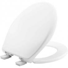 Bemis 7B200E4B 006 - Round Plastic Toilet Seat Bone Never Loosens Removes for Cleaning Slow-Close Adjustable with Extra