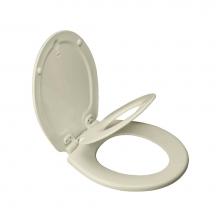 Bemis 483SLOW 346 - NextStep Child/Adult Round Toilet Seat in Biscuit with STA-TITE Seat Fastening System, Easy-Clean