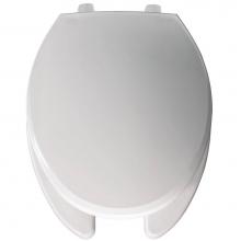Bemis 7650TJ 000 - Elongated Open Front With Cover Hospitality Plastic Toilet Seat in White with JUST-LIFT and STA-TI