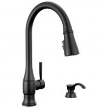 Delta Faucet 19831Z-BLSD-DST - Hazelwood™ Single Handle Pull-Down Kitchen Faucet with Soap Dispenser and ShieldSpray Technology