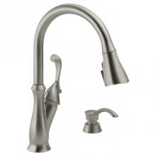 Delta Faucet 19950Z-SSSD-DST - Arabella™ Single Handle Pull-Down Kitchen Faucet with Soap Dispenser and ShieldSpray