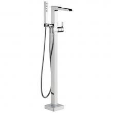 Delta Faucet T4768-FL - Ara® Single Handle Floor Mount Channel Spout Tub Filler Trim with Hand Shower