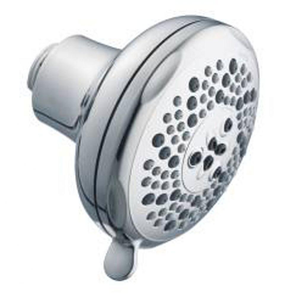 Chrome five-function 4&apos;&apos; diameter spray head eco-performance showerhead