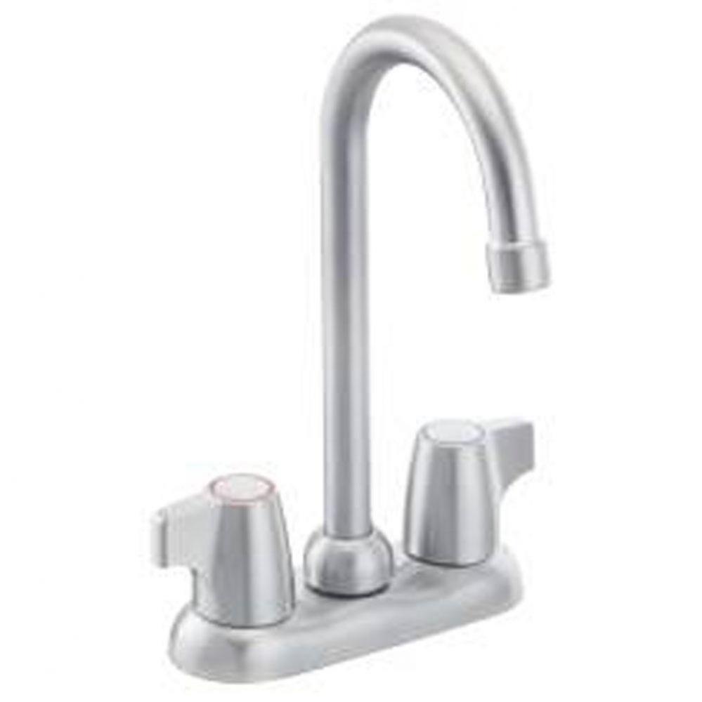 Brushed chrome two-handle bar faucet