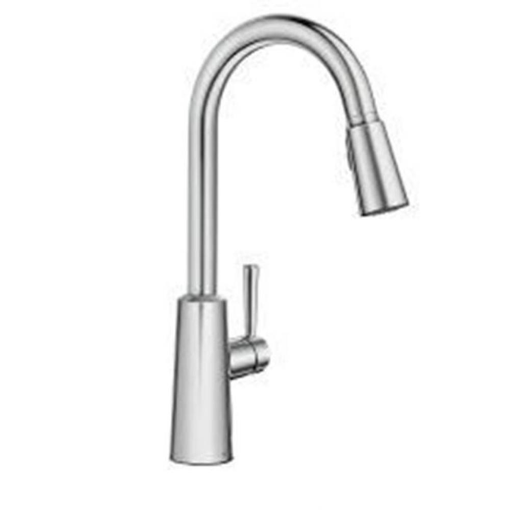 Chrome high arc pulldown kitchen faucet