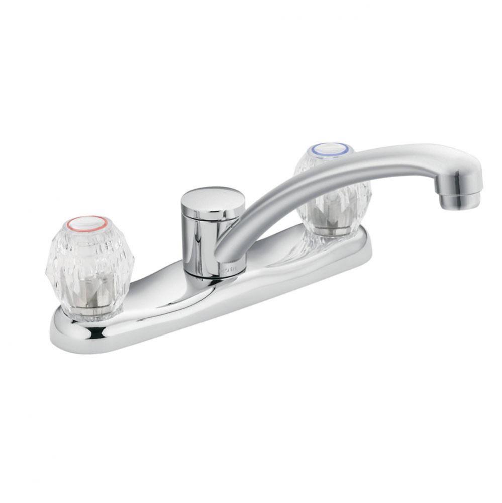 Chrome two-handle kitchen faucet