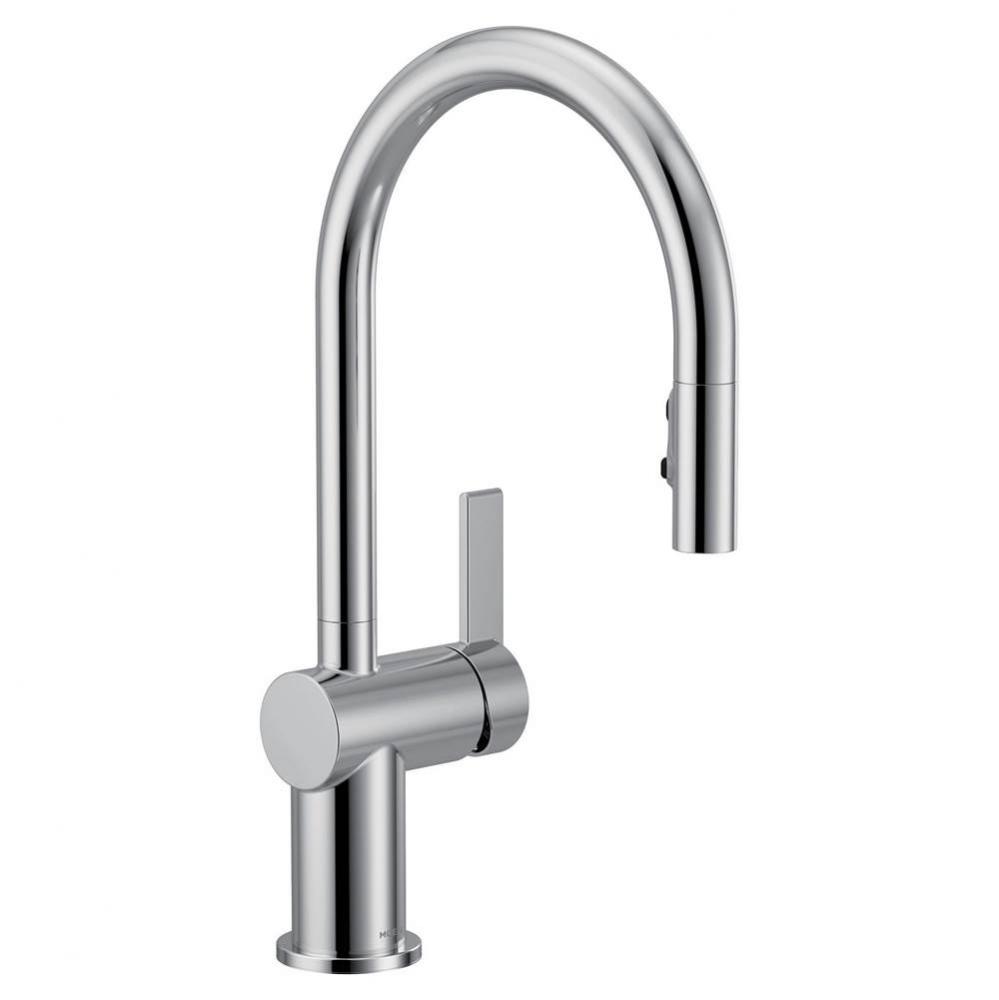 Cia Pulldown Kitchen Faucet with Power Boost with Optional Matte Black Accents in Chrome