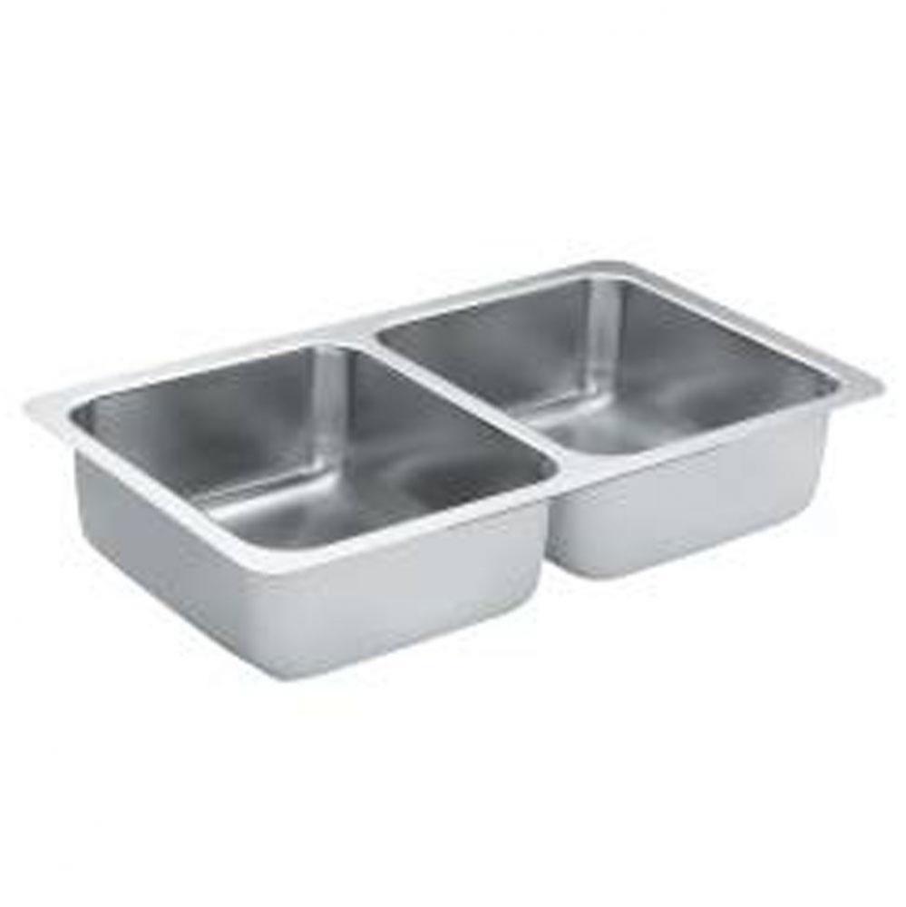 31-3/8x18 stainless steel 18 gauge double bowl sink