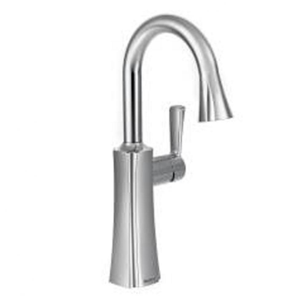 Chrome one-handle pulldown bar faucet