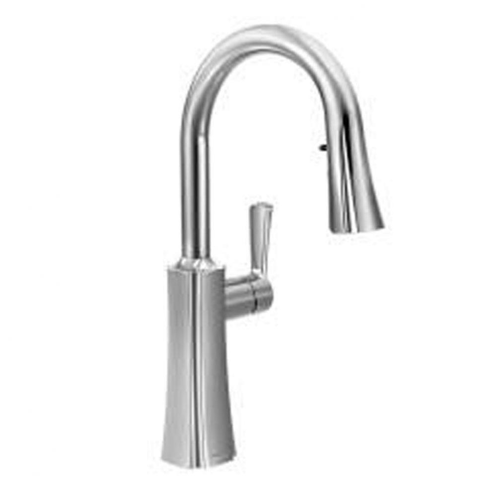 Chrome one-handle pulldown kitchen faucet