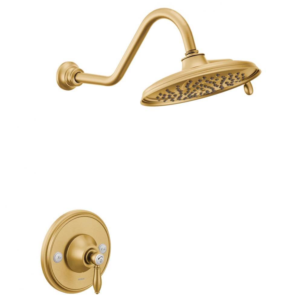 Weymouth Posi-Temp Shower Trim Kit, Valve Required, including 9-Inch 2-Spray Rainshower, Brushed G