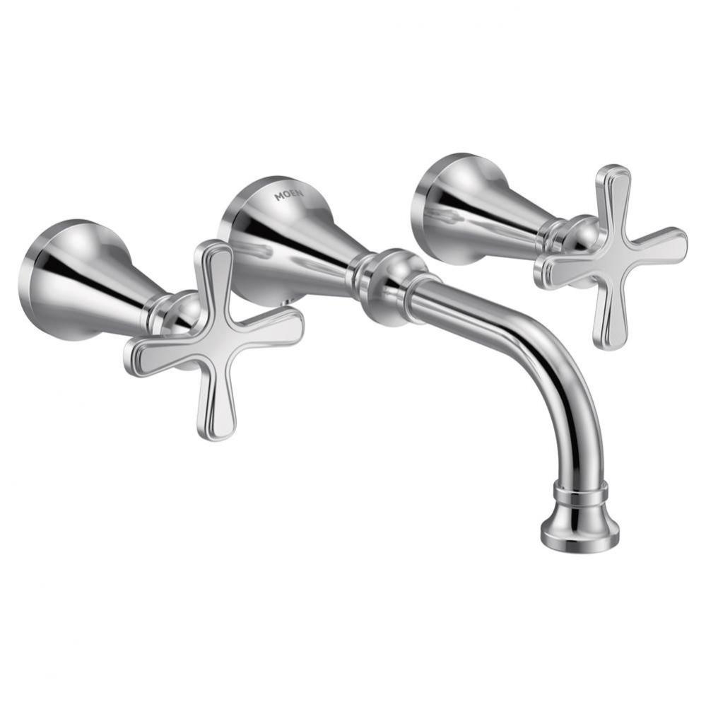 Colinet Traditional Cross Handle Wall Mount Bathroom Faucet Trim, Valve Required, in Chrome
