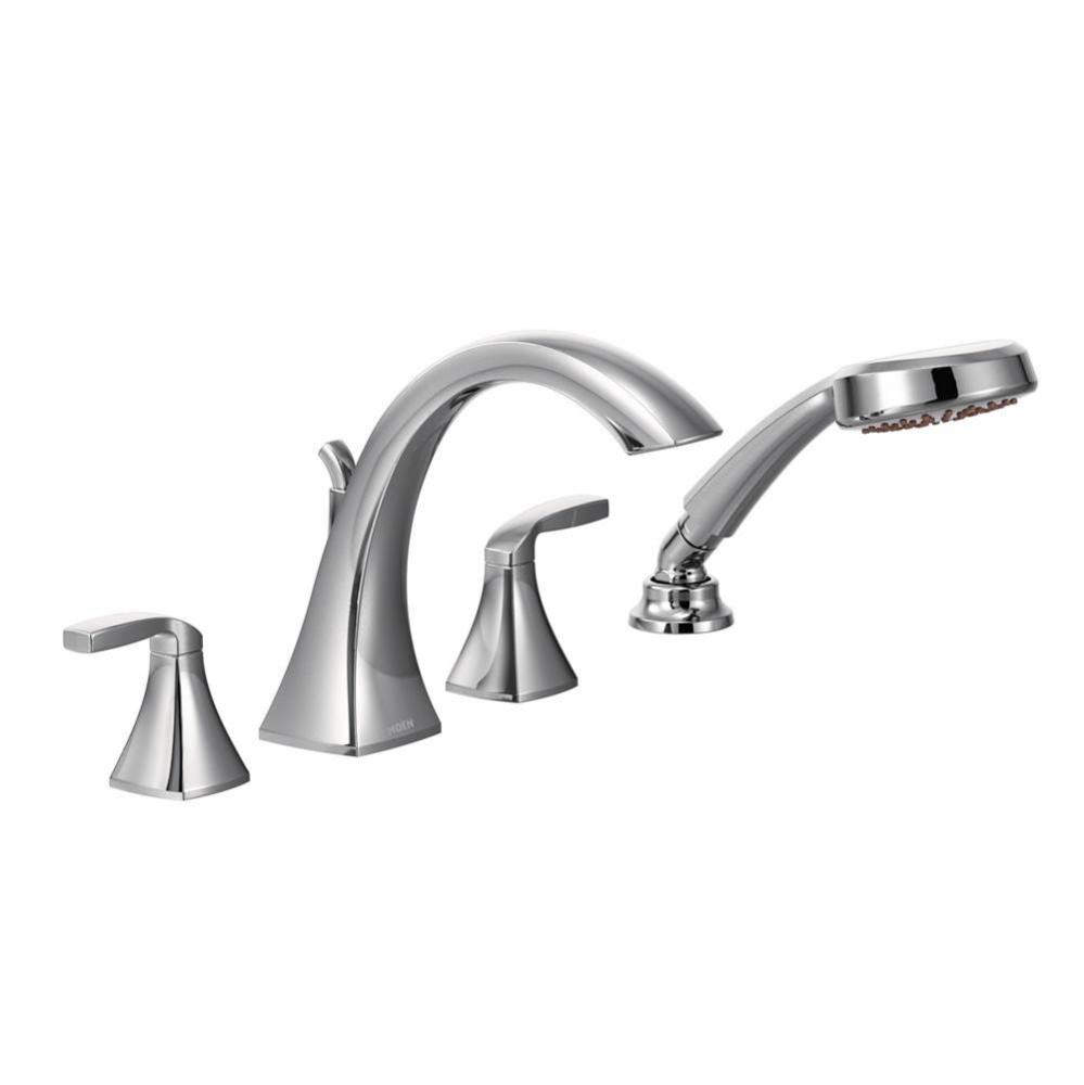 Voss 2-Handle High-Arc Roman Tub Faucet Trim Kit with Hand Shower in Chrome (Valve Sold Separately