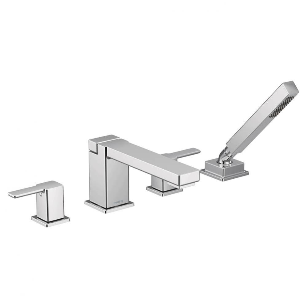 90 Degree Two-Handle Deck Mount Roman Tub Faucet Trim Kit, Valve Required, Including Single Functi