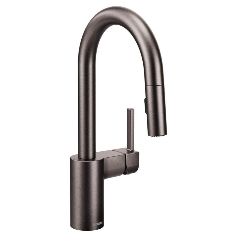 Align One-Handle Pulldown Modern Bar Faucet with Power Clean featuring Reflex, Black Stainless