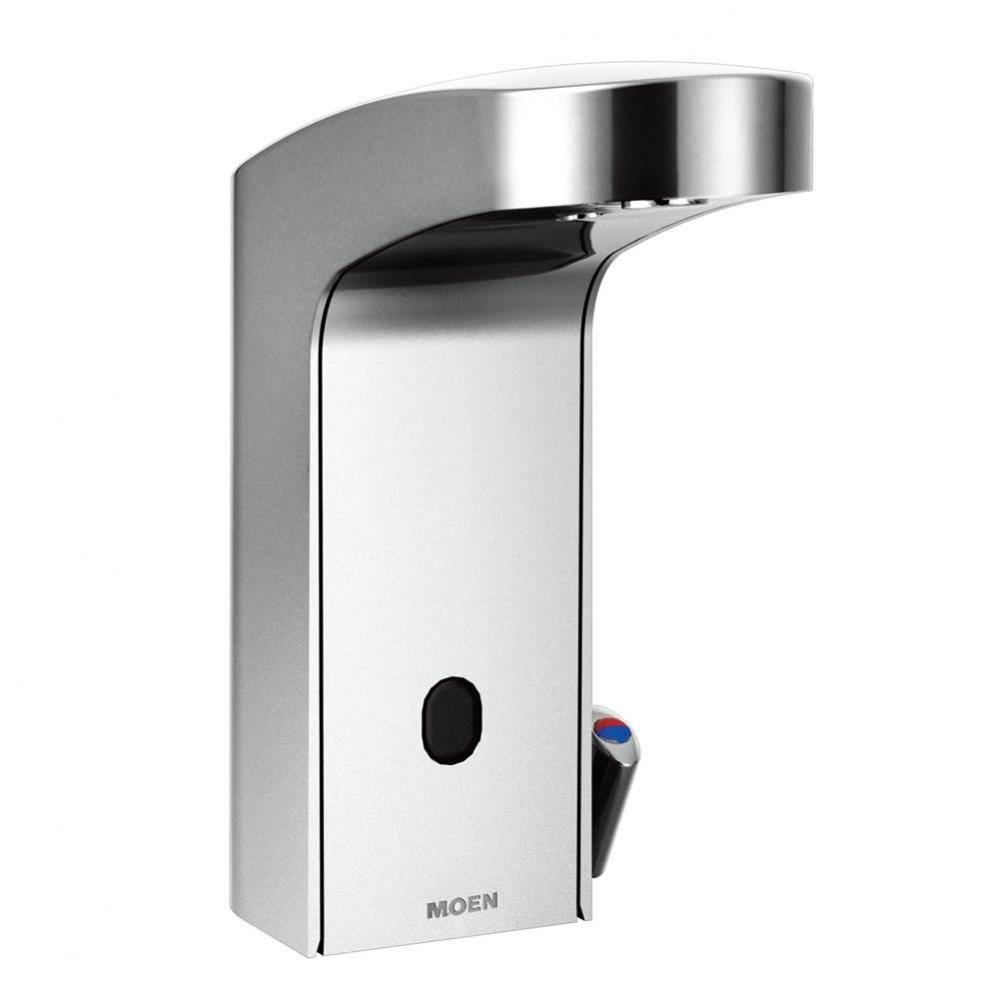 Chrome one-handle sensor-operated lavatory faucet