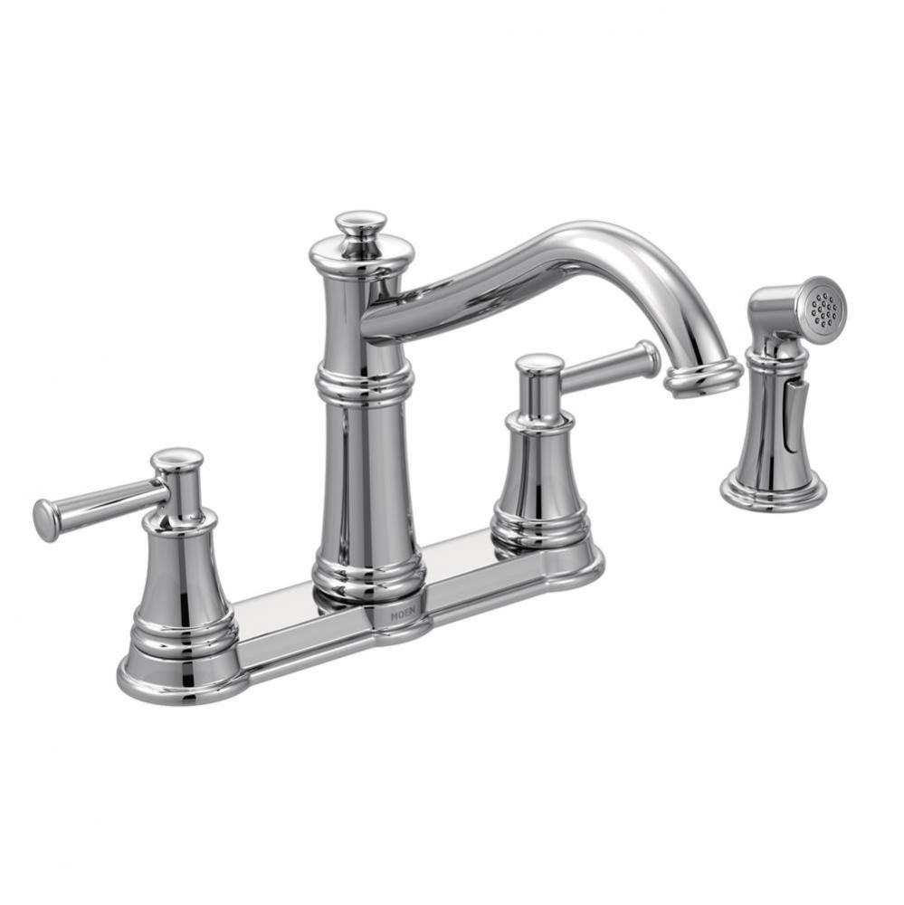 Belfield Traditional Two Handle High Arc Kitchen Faucet with Side Spray, Chrome