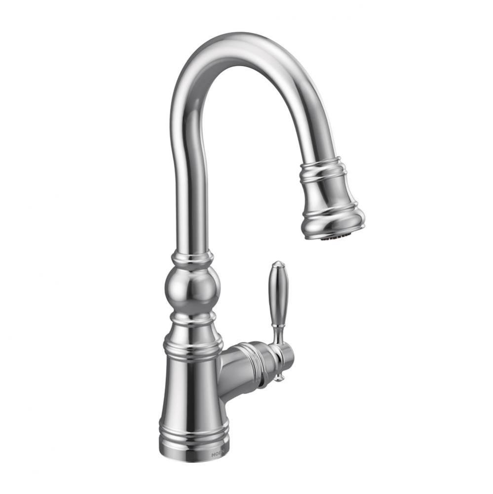 Weymouth Shepherd&apos;&apos;s Hook Pulldown Kitchen Bar Faucet Featuring Metal Wand with Power Cl