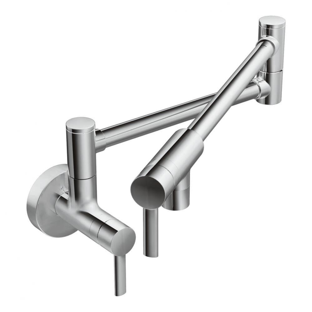 Modern Wall Mount Swing Arm Folding Pot Filler Kitchen Faucet, Chrome