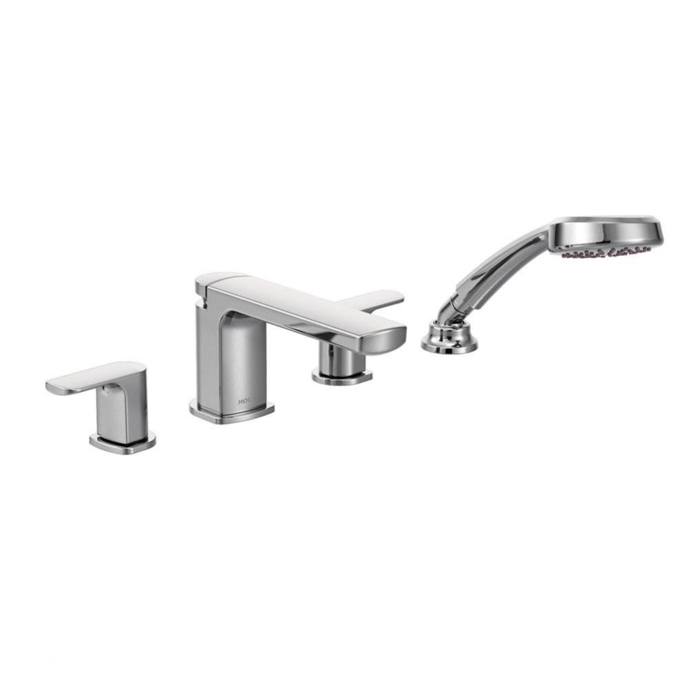 Rizon 2-Handle Deck-Mount Roman Tub Faucet Trim Kit with Handshower in Chrome (Valve Sold Separate