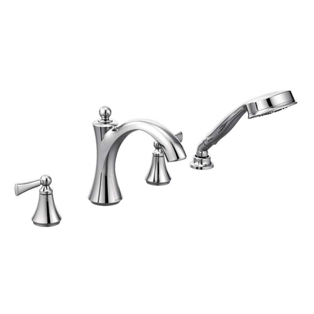 Wynford 2-Handle Deck-Mount Roman Tub Faucet with Handshower in Chrome (Valve Sold Separately)