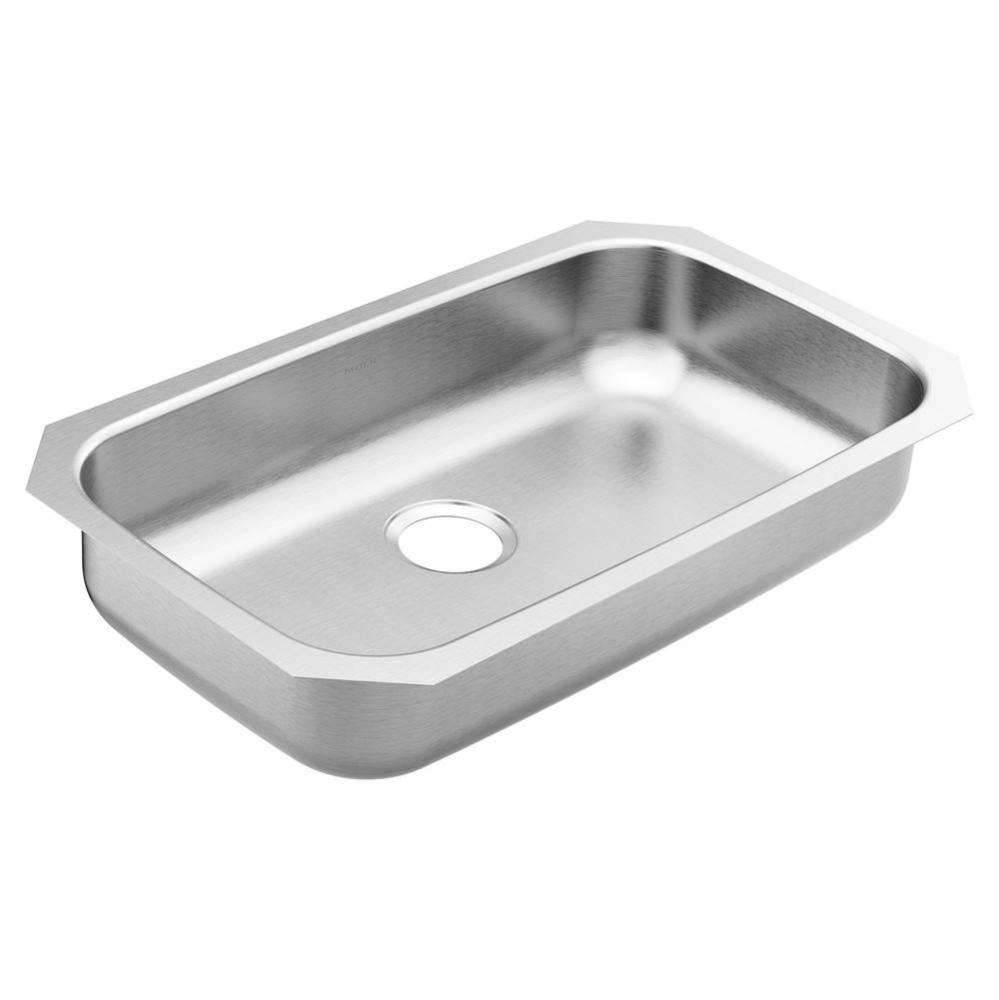 1800 Series 30-inch 18 Gauge Undermount Single Bowl Stainless Steel Kitchen Sink, 6-inch Depth