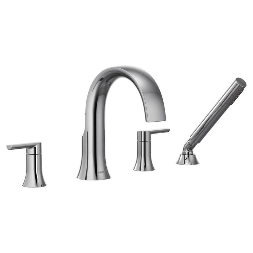 Doux 2-Handle Deck Mount Roman Tub Faucet Trim Kit with Hand shower in Chrome (Valve Sold Separate