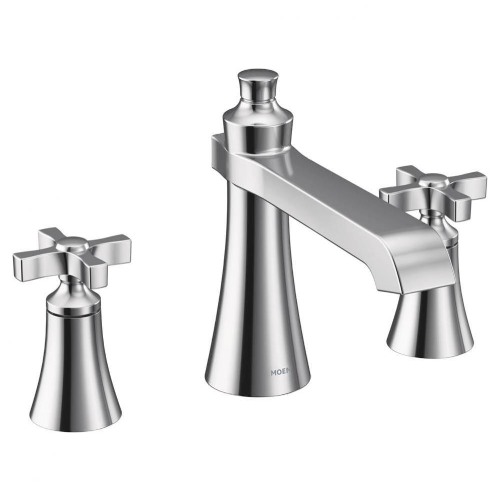 Flara 2-Handle Deck-Mount Roman Tub Faucet Trim Kit with Cross Handles in Chrome (Valve Sold Separ