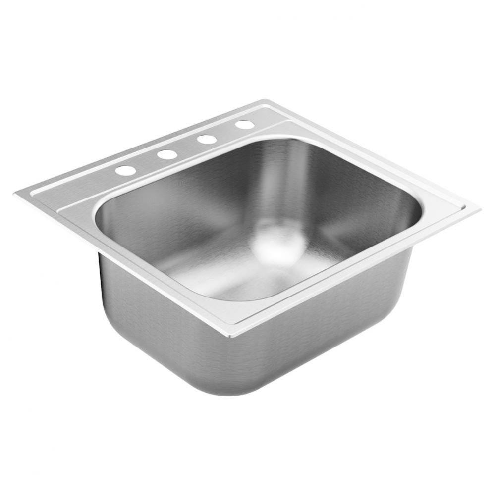 1800 Series 25-inch 18 Gauge Drop-in Single Bowl Stainless Steel Kitchen or Bar Sink, 9-inch Depth