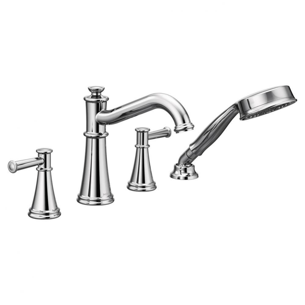 Belfield 2-Handle Deck-Mount Roman Tub Faucet with Handshower in Chrome (Valve Sold Separately)