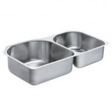 Moen G18265 - 34-1/4 x 20 stainless steel 18 gauge double bowl sink