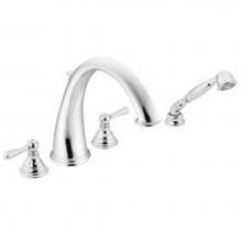 Moen T922 - Chrome two-handle roman tub faucet includes hand shower
