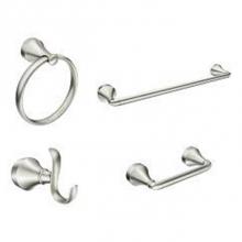 Moen Y1394BN - Spot resist brushed nickel pivoting paper holder towel bar double robe hook towel ring