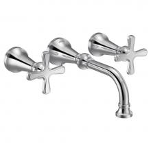 Moen TS44105 - Colinet Traditional Cross Handle Wall Mount Bathroom Faucet Trim, Valve Required, in Chrome