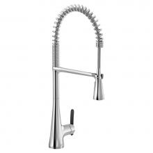 Moen S5235 - Sinema Single-Handle Pull-Down Sprayer Kitchen Faucet with Power Clean and Spring Spout in Chrome